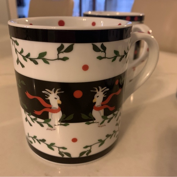 Bridget Dobson Cocky Twos Holiday Mug Set 4 Cockatoo Coffee Tea Cups New in Box - Picture 7 of 12